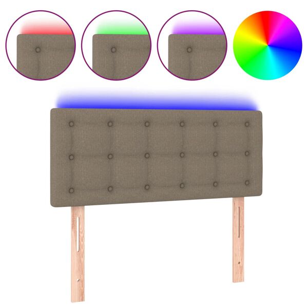vidaXL Čelo postele s LED taupe 100x5x78/88 cm textil