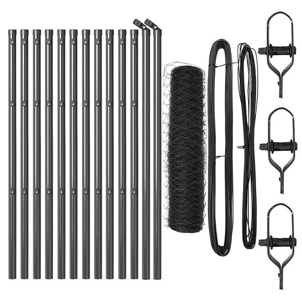 vidaXL Plotov&yacute; sloupek. &Scaron;ed&aacute; 25 x 0,6 m (36 mm s&iacute;ť) Ocel a PVC