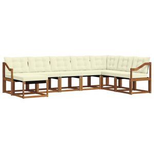 vidaXL Venkovn&iacute; pohovkov&aacute; souprava 8 pcs Přirozen&aacute; a Kr&eacute;mov&aacute;