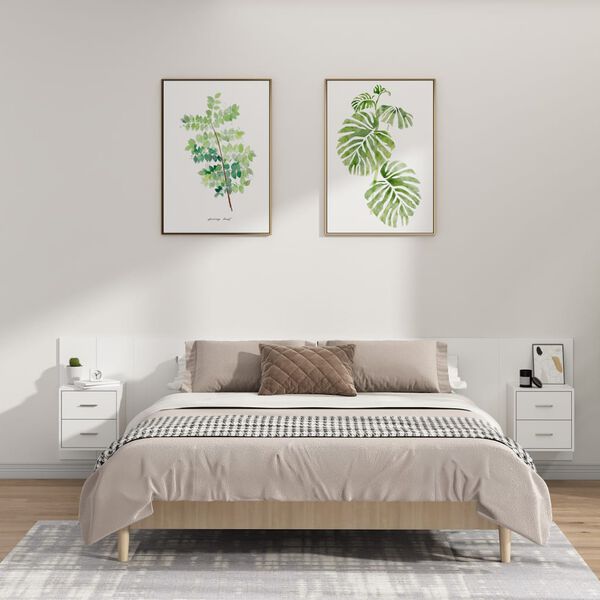 vidaXL Čelo postele se skříňkami bílé kompozitní dřevo