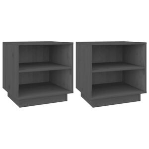 vidaXL Noční stolky 2 ks šedé 40 x 34 x 40 cm masivní borové dřevo