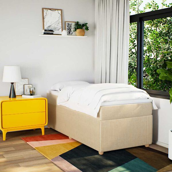 vidaXL Box spring postel s matrac&iacute; kr&eacute;mov&aacute; 100 x 200 cm textil