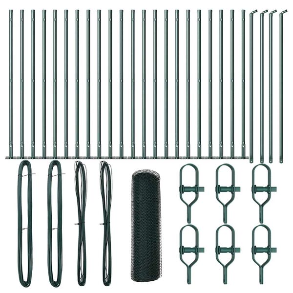 vidaXL Plotov&yacute; sloupek. Zelen&aacute; 50 x 0,5 m (25 mm pletivo) Ocel a PVC