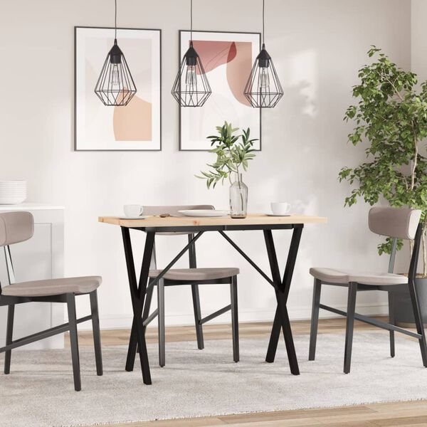 vidaXL J&iacute;deln&iacute; stůl s X r&aacute;mem 100 x 50 x 75,5 cm borov&eacute; dřevo a ocel
