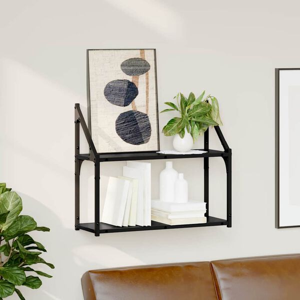 vidaXL Nástěnná polička Černý dub 60 x 21 x 51 cm kompozitní dřevo