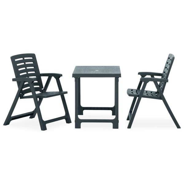 vidaXL 3d&iacute;ln&yacute; skl&aacute;dac&iacute; bistro set plastov&yacute; zelen&yacute;