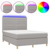 vidaXL Box spring postel s matrac&iacute; a LED světle &scaron;ed&aacute; 140x200 cm textil