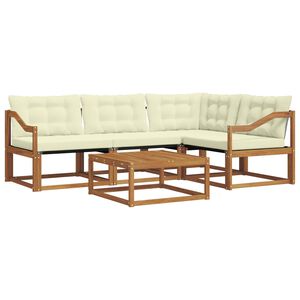 vidaXL Venkovn&iacute; pohovkov&aacute; souprava 5 pcs Přirozen&aacute; a Kr&eacute;mov&aacute;