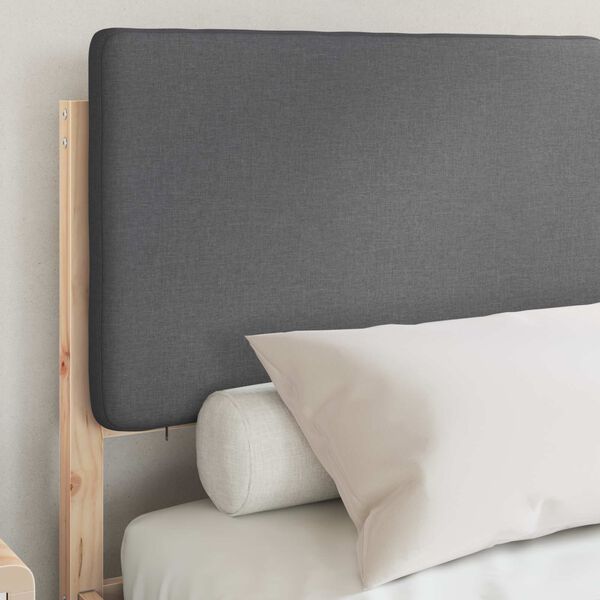 vidaXL R&aacute;m postele s čalouněn&yacute;m čelem s čelo Tmavě &scaron;ed&aacute; 140 x 190 cm