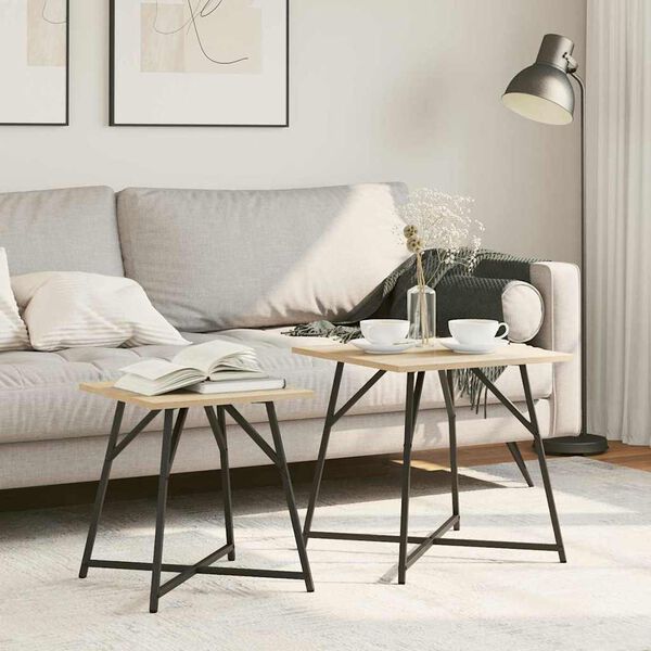 vidaXL Sada odkl&aacute;dac&iacute;ch stolků 2 pcs Sonoma dub a čern&aacute;