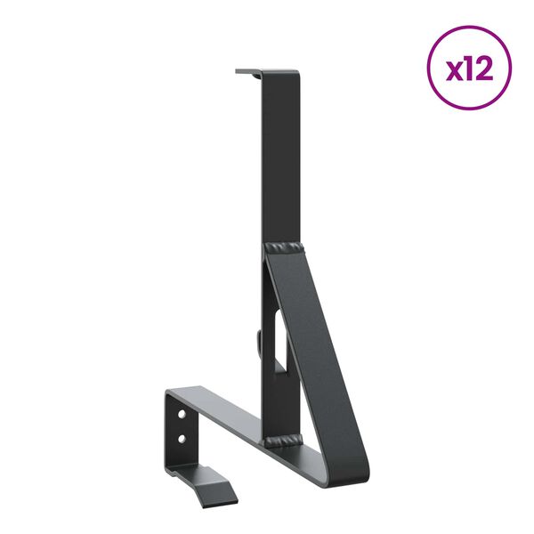 vidaXL Podpora na sn&iacute;h 12 pcs Čern&aacute; 29,5 x 3 x 34,5 cm Ocel