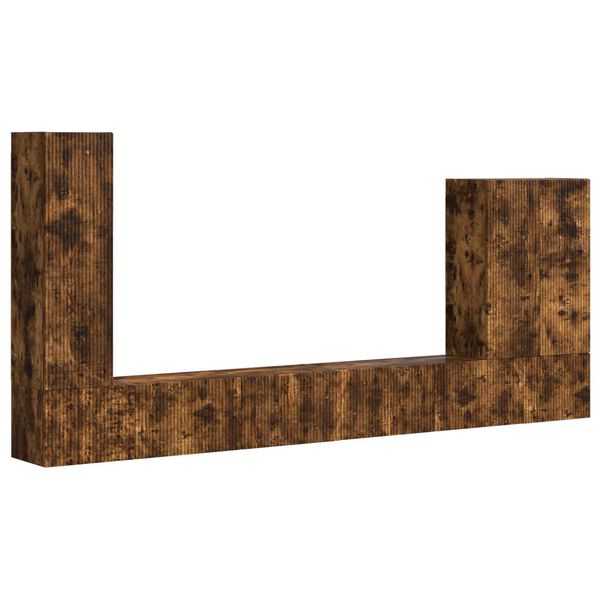 vidaXL Sada televizn&iacute;ho n&aacute;stěnn&eacute;ho kabinetu N&aacute;stěnn&yacute; 6 pcs Kouřov&yacute; dub
