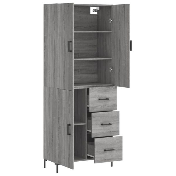 vidaXL Skř&iacute;ň highboard &scaron;ed&aacute; sonoma 69,5 x 34 x 180 cm kompozitn&iacute; dřevo