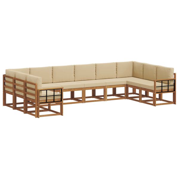 vidaXL Venkovn&iacute; pohovkov&aacute; souprava 10 pcs Přirozen&aacute; a B&eacute;žov&aacute;