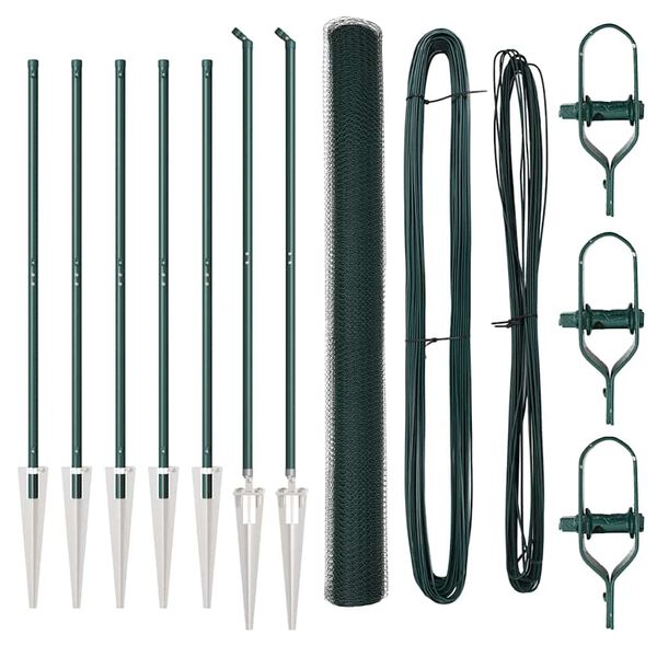 vidaXL Plotov&yacute; sloupek. Zelen&aacute; 10 x 1,6 m (13 mm s&iacute;ť) Ocel a PVC