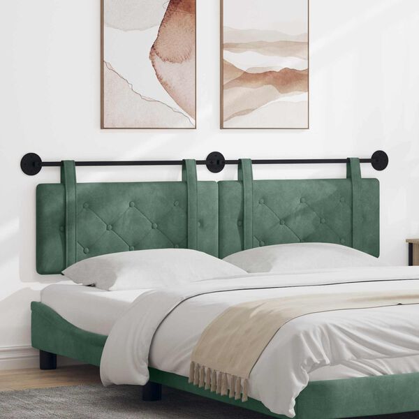 vidaXL Z&aacute;věsn&aacute; čeln&iacute; deska Mořsk&aacute; zelen&aacute; 190 x 55 x 5 cm samet