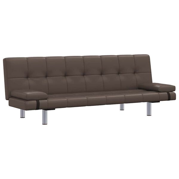 vidaXL Rozkl&aacute;dac&iacute; pohovka se 2 pol&scaron;t&aacute;ři hněd&aacute; uměl&aacute; kůže