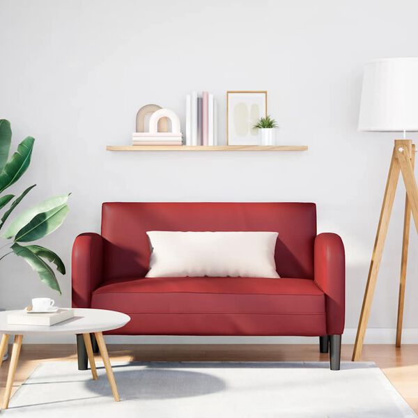 vidaXL Loveseat Sofa V&iacute;nově červen&aacute; 110 cm uměl&aacute; kůže