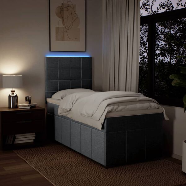 vidaXL Box spring postel s matrac&iacute; světle &scaron;ed&aacute; 90x190 cm textil