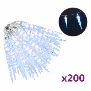 vidaXL V&aacute;nočn&iacute; rampouchov&eacute; světlo 200 LED diod studen&aacute; b&iacute;l&aacute; 20 m akryl PVC