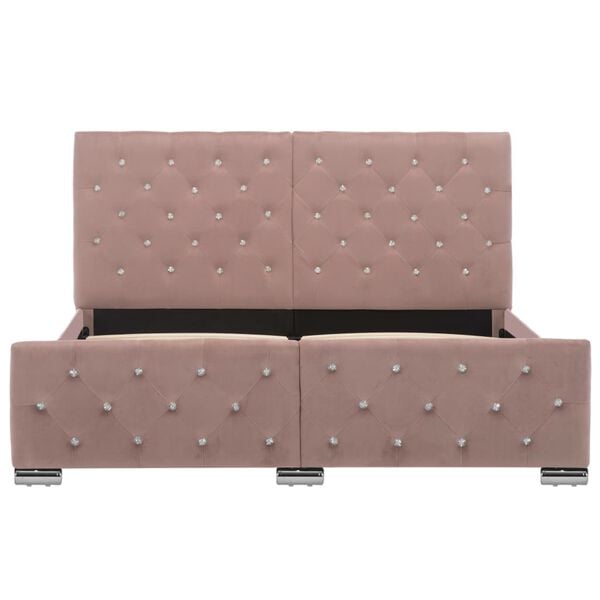 vidaXL R&aacute;m postele růžov&yacute; samet 140 x 200 cm