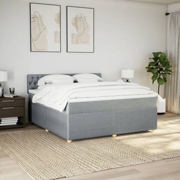 vidaXL Box spring postel s matrac&iacute; světle &scaron;ed&aacute; 180 x 200 cm textil