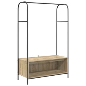 vidaXL Kovov&yacute; stojan na oblečen&iacute; Hněd&yacute; dub 100 x 44 x 160 cm