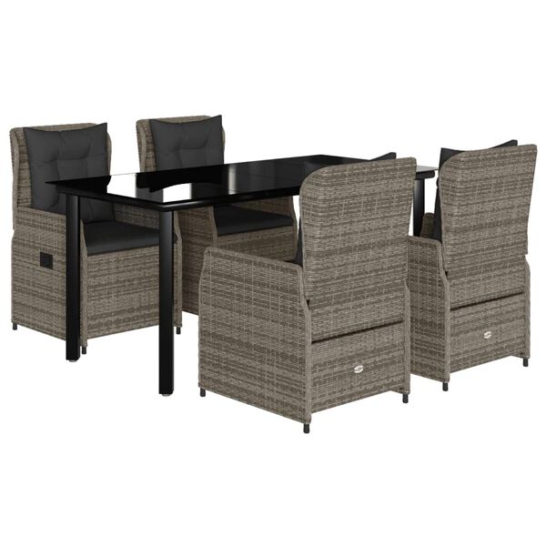 vidaXL 5d&iacute;ln&yacute; zahradn&iacute; j&iacute;deln&iacute; set s podu&scaron;kami &scaron;ed&yacute; polyratan