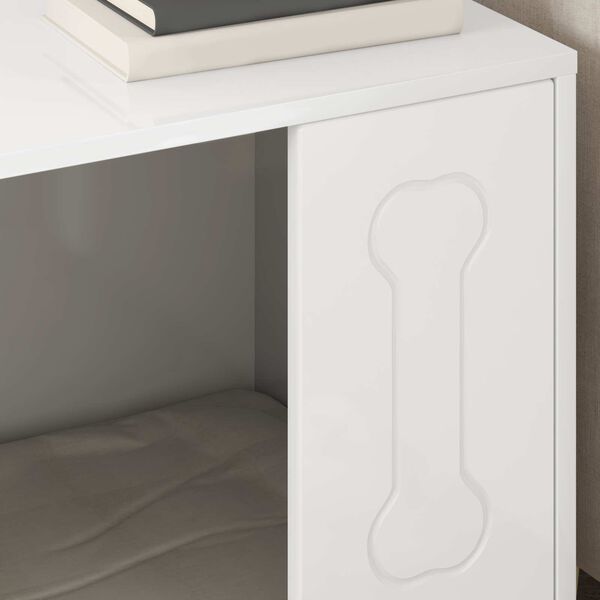 vidaXL Ps&iacute; dům Leskl&aacute; B&iacute;l&aacute; 44 x 42 x 49 cm kompozitn&iacute; dřevo