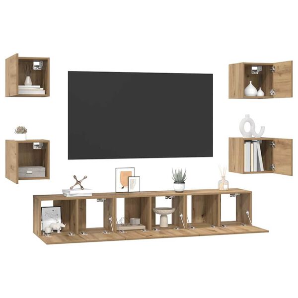 vidaXL Sestava TV skř&iacute;něk 7 pcs Artisanov&yacute; dub kompozitn&iacute; dřevo