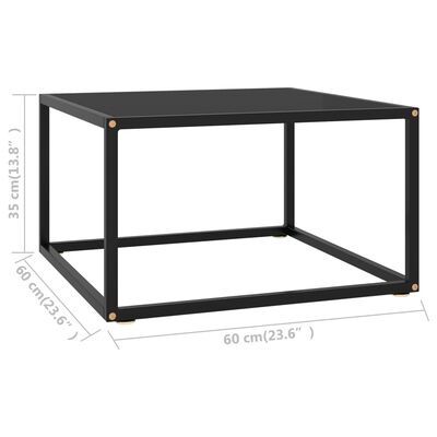 vidaXL Konferenční stolek černý s černým sklem 60 x 60 x 35 cm