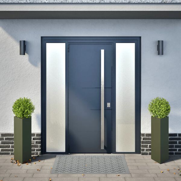 vidaXL Zahradn&iacute; truhl&iacute;ky 2 ks olivov&eacute; troj&uacute;heln&iacute;kov&eacute; 30x26x75 cm ocel