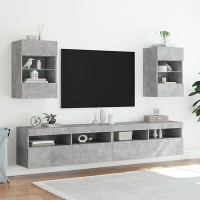 vidaXL Nástěnné TV skříňky s LED 2 ks betonově šedé 40 x 30 x 60,5 cm