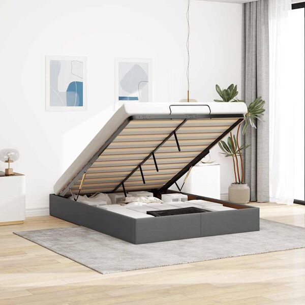 vidaXL Osmansk&yacute; r&aacute;m postele bez matrac&iacute; tmavě &scaron;ed&aacute; 140x190 cm textil