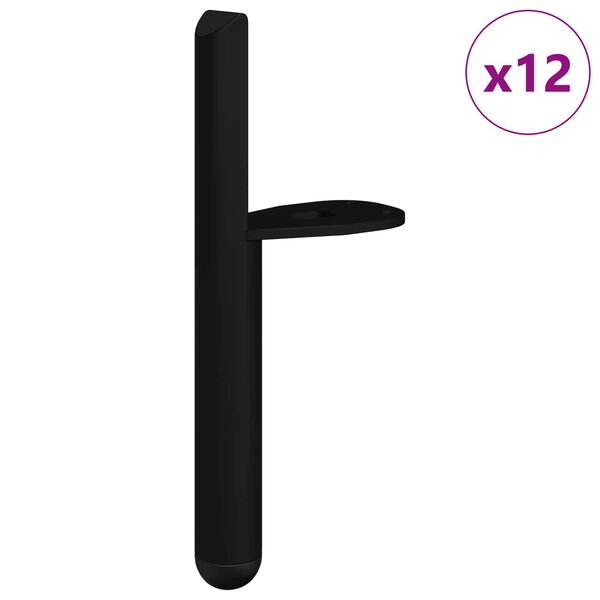 vidaXL N&aacute;bytkov&eacute; nohy 12 pcs Čern&aacute; 66 x 36 x 160 mm Železo