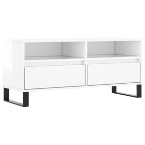 vidaXL TV skř&iacute;ňka b&iacute;l&aacute; vysok&yacute; lesk 100x34,5x44,5 cm kompozitn&iacute; dřevo