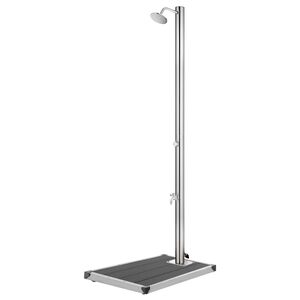 vidaXL Zahradn&iacute; sprcha s &scaron;edou z&aacute;kladnou 220 cm nerezov&aacute; ocel