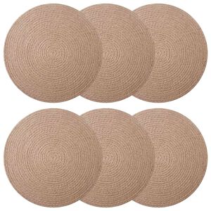 vidaXL Jutov&eacute; ubrusky 6 pcs Př&iacute;rodn&iacute; &Oslash; 30 cm 100% juta Tossa