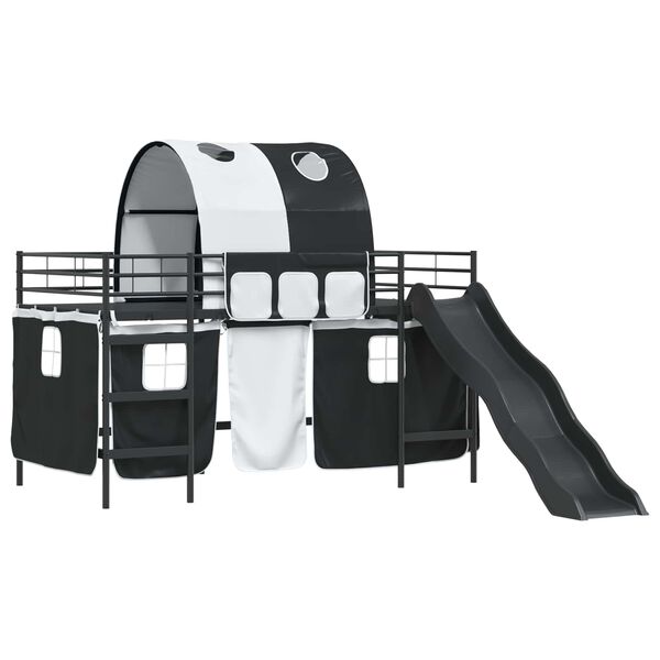 vidaXL Dětsk&yacute; patrov&yacute; postelov&yacute; r&aacute;m Čern&aacute; 99,5 x 200 cm Kov