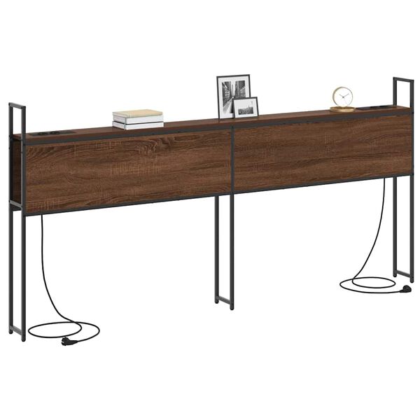 vidaXL &Uacute;ložn&aacute; hlavov&aacute; deska s nab&iacute;jec&iacute; stanic&iacute; s čelo Hněd&yacute; dub 180 cm