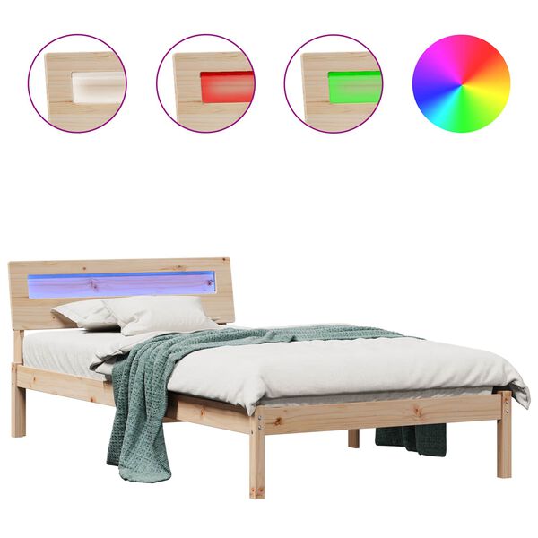 vidaXL R&aacute;m postele s čelo Hněd&aacute; 75 x 190 cm Masivn&iacute; borov&eacute; dřevo