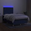 vidaXL Box spring postel s matrac&iacute; a LED modr&aacute; 120 x 200 cm textil