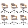 vidaXL Otočn&eacute; j&iacute;deln&iacute; židle 6 ks taupe oh&yacute;ban&eacute; dřevo a textil