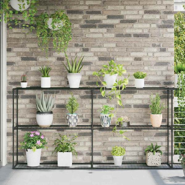 vidaXL 3-vrstv&yacute; rostlinov&yacute; stojan Čern&aacute; 400 x 32 x 104 cm Ocel