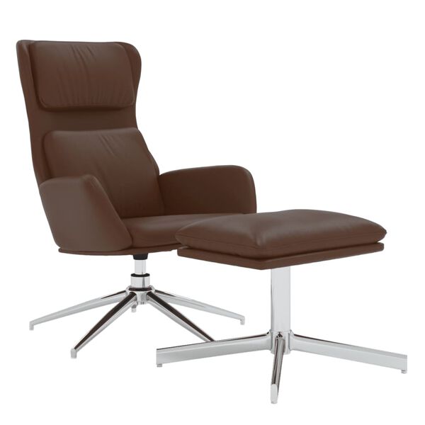 vidaXL Relaxačn&iacute; křeslo se stoličkou leskl&eacute; hněd&eacute; uměl&aacute; kůže