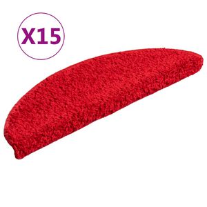 vidaXL Schodov&eacute; rohože 15 ks 56 x 17 x 3 cm červen&eacute;, půlkulat&eacute;