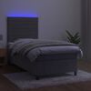 vidaXL Box spring postel s matrac&iacute; a LED světle &scaron;ed&aacute; 90x200 cm samet