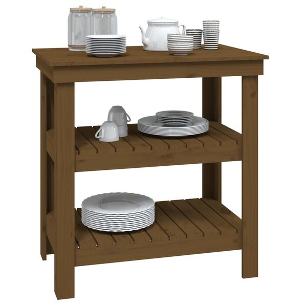 vidaXL Dílenský stůl medově hnědý 78,5x50x80 cm masivní borovice