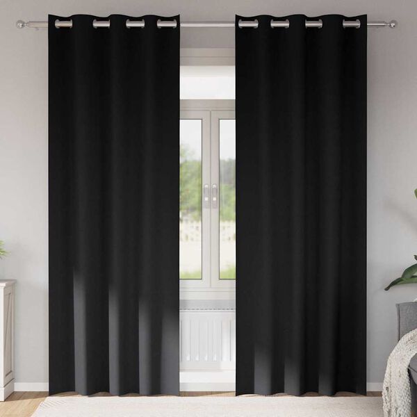 vidaXL Z&aacute;věsy na zatemněn&iacute; s kroužky 2 pcs Čern&aacute; 260 x 140 cm