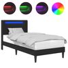 vidaXL R&aacute;m postele s LED p&aacute;sky s čelo Čern&aacute; 90 x 190 cm Uměl&aacute; kůže